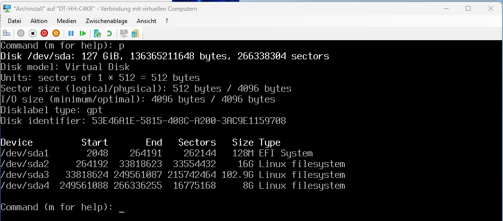 Screenshot fdisk